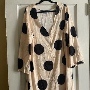 Dress polkadot long sleeve long dress mermaid bottom straight fit